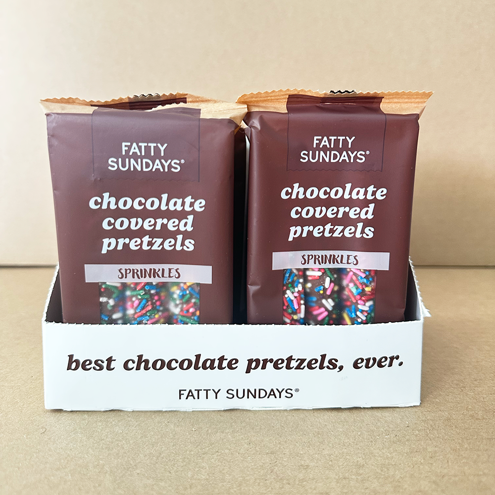 Fatty Sundays - Vente Friandises enrobées de chocolat - Bretzels enrobés de chocolat avec vermicelles (lot de 3)3