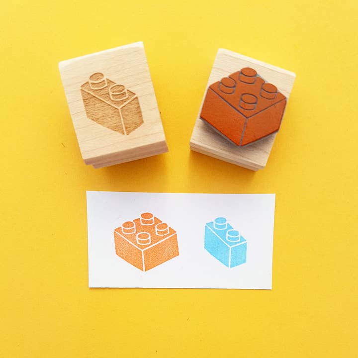 Building Bricks Mini Rubber Stamps for wholesale by Skull and Cross Buns Rubber Stamps