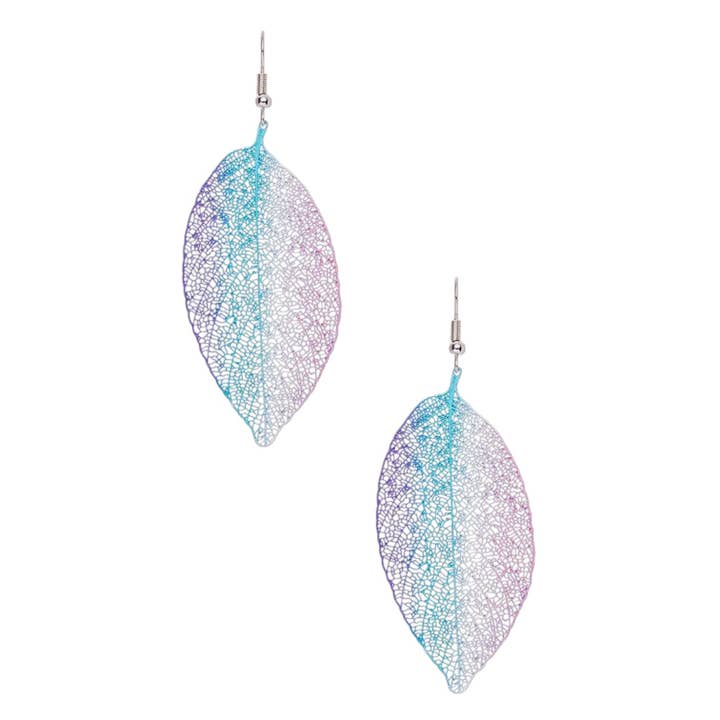 Pastel Color Filigree Leaf Earrings for wholesale by LA Jewelry Plaza