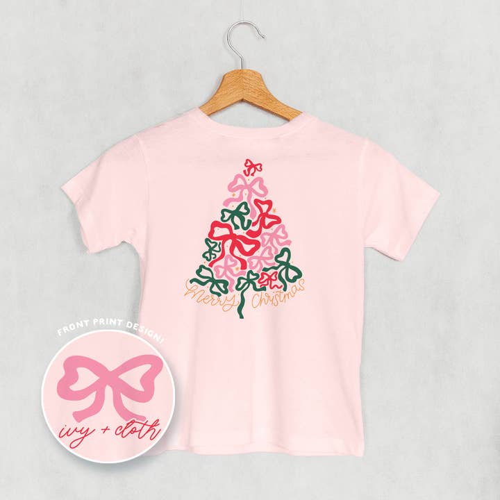 Merry Christmas Bow Tree (Kids Back Print) for wholesale by Ivy + Cloth