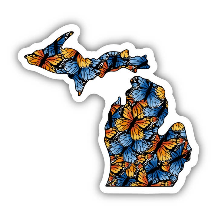 Michigan Butterfly Pattern Sticker for wholesale by Big Moods