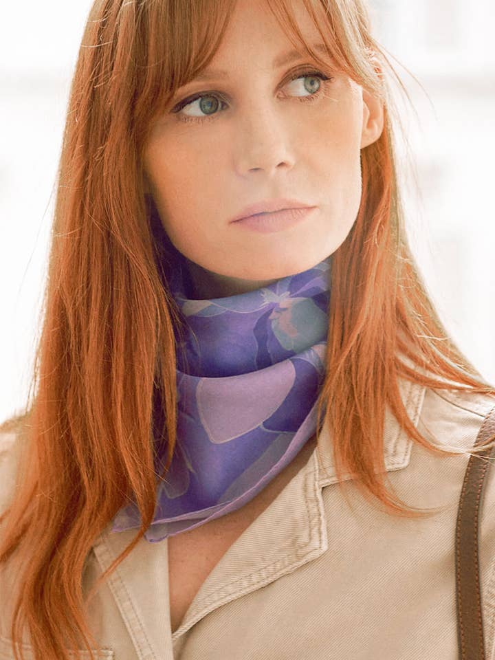 Bandana Cotton Silk scarf Virginie « L’amellau » for wholesale by Virginie Riou