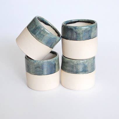 Espresso Cup Set, Set of 4 Blue Handmade Ceramic Coffee Cups for wholesale by Modern Pottery Shop