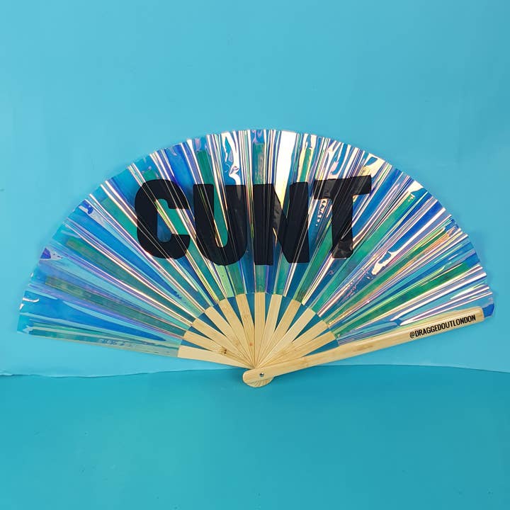 Cunt Bamboo Vinyl Fan for wholesale by Dragged out