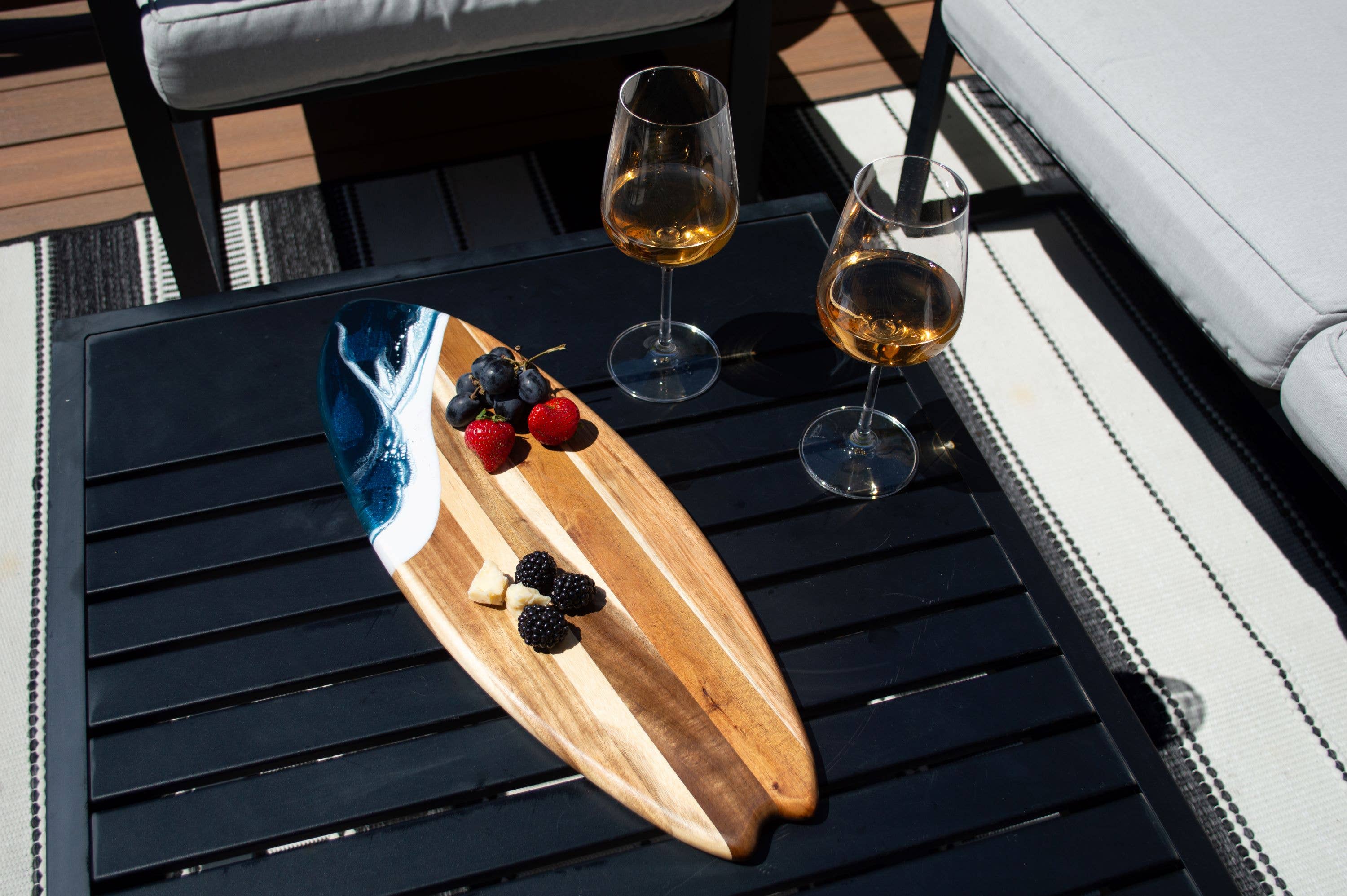 Lynn & Liana Designs - Wholesale Cheese Board - Resin-Accented Surfboard Shaped Charcuterie Board NO TARIFFS4