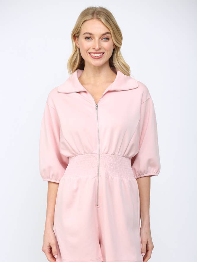 TUTA CON CHIUSURA FRONTALE A ZIP COMPLETA E VITA ARRICCIATA FR44015 per la vendita all'ingrosso da parte di FATE