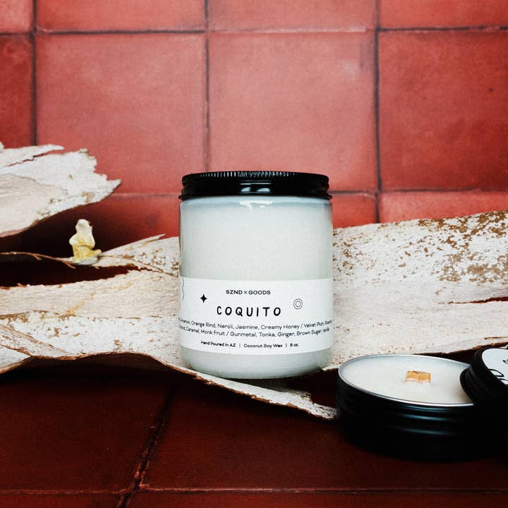 Coquito Wooden Wick Candle for wholesale by SZND GOODS