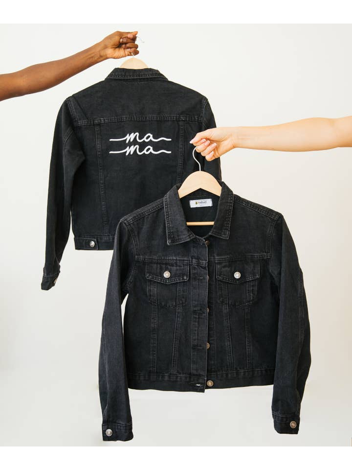 Sunflower Motherhood - Vente Veste en jean – femme - Veste en jean noire pour maman | Veste en jean élégante pour maman branchée1