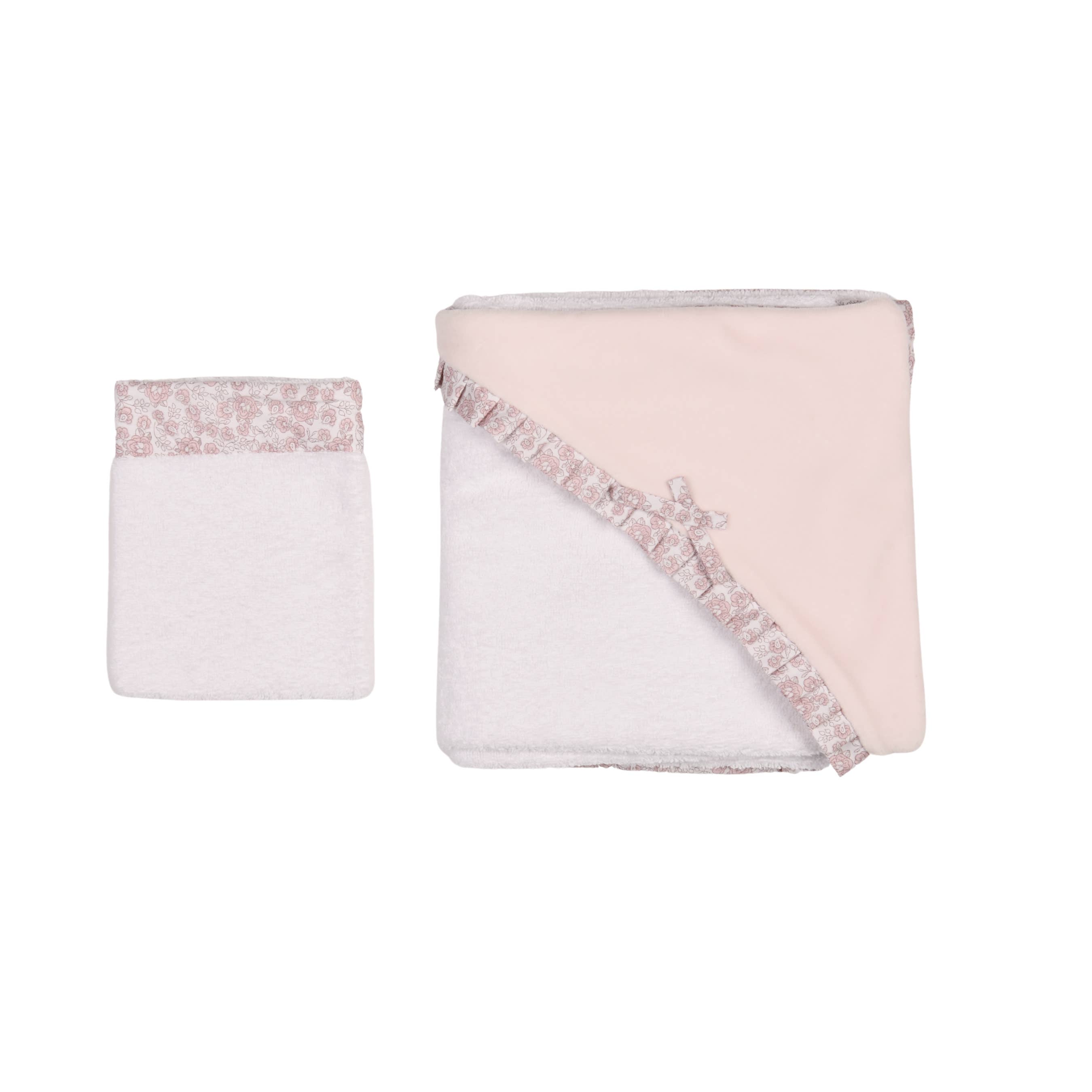 Bebe Sweeny - Wholesale Towel Set - ROSE SWEET | Girls Pink Floral Hooded Towel & Washcloth (2)