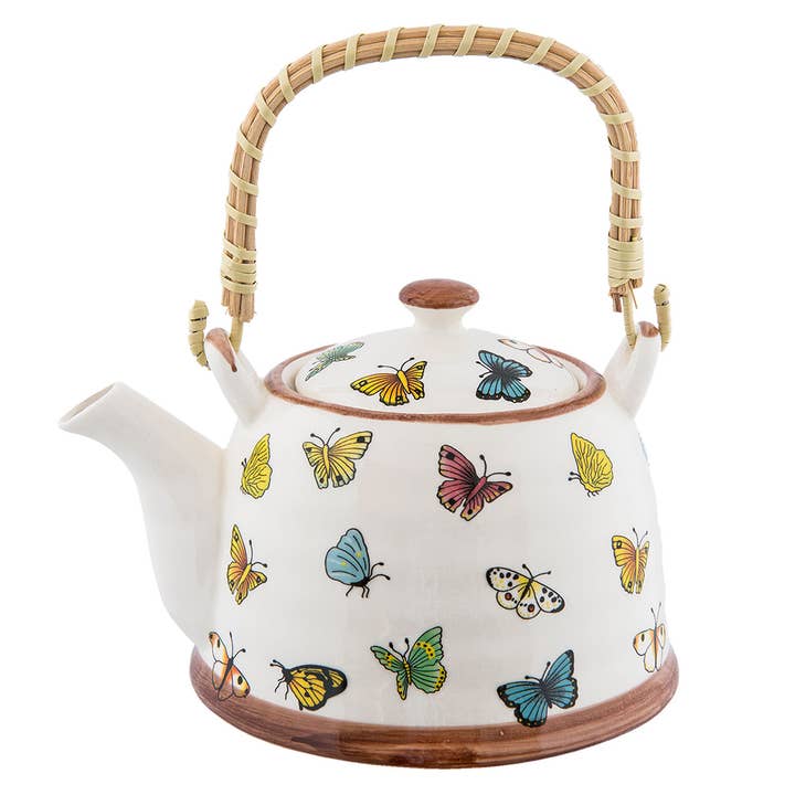 6CETE0025 Teapot with Infuser 700 ml Beige Yellow Ceramic for wholesale by Clayre & Eef