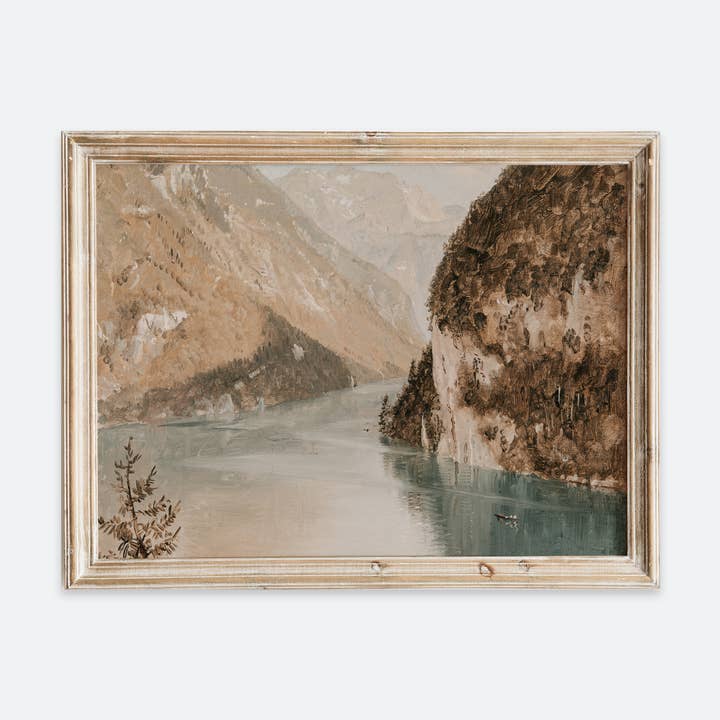 Vintage Autumn Lake Landscape Art Print VP188 for wholesale by Sugar & Canvas