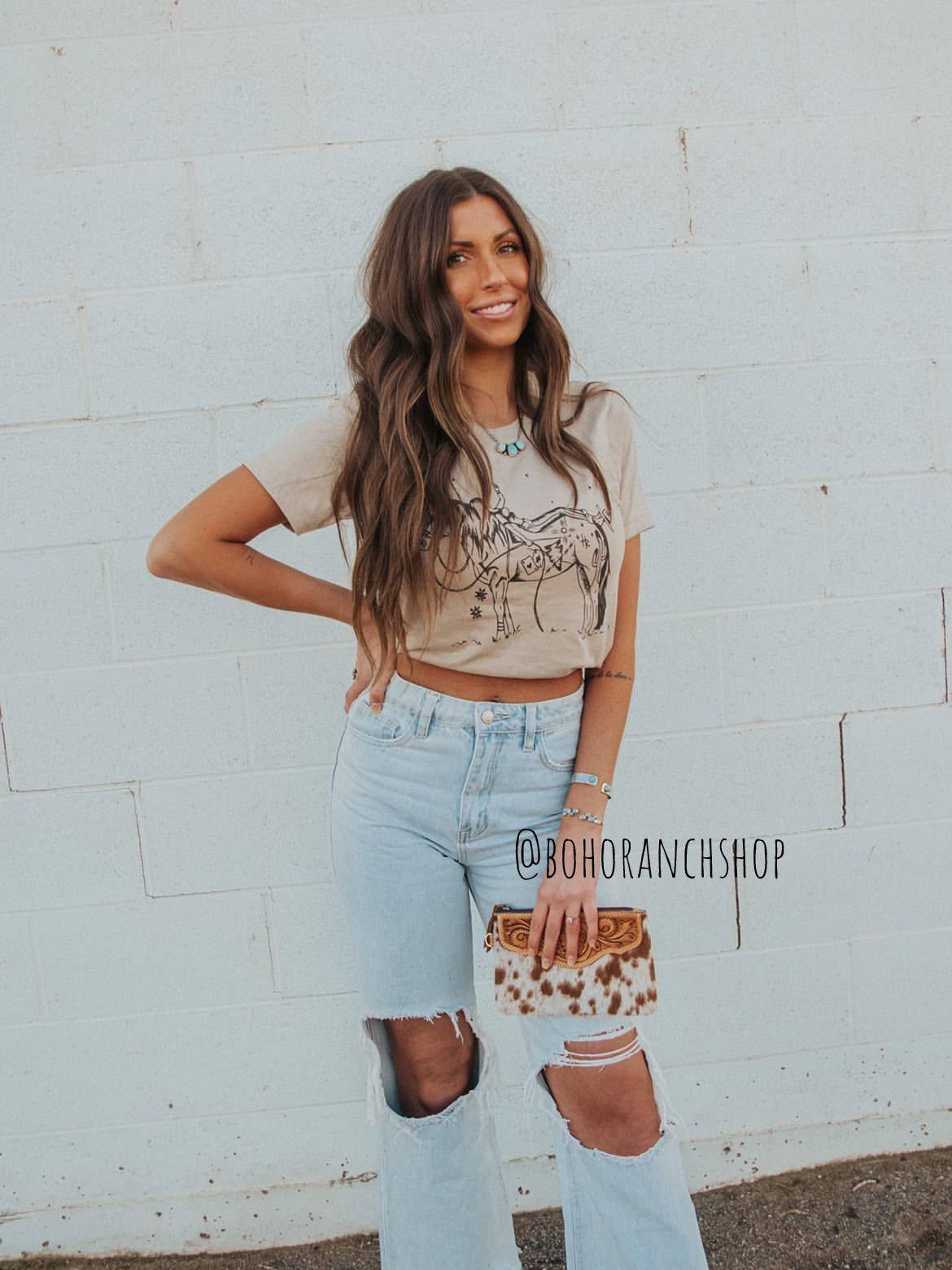 Boho Ranch Shop – wholesale Wristlet – LEXIE COWHIDE WRISTLET Western Hairon Purse Bag4