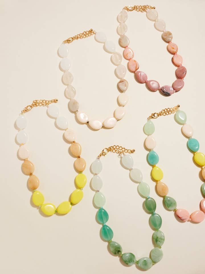 17.5 Inch Chunky Marbled Ombre Resin Bead Necklace for wholesale by Designature New York