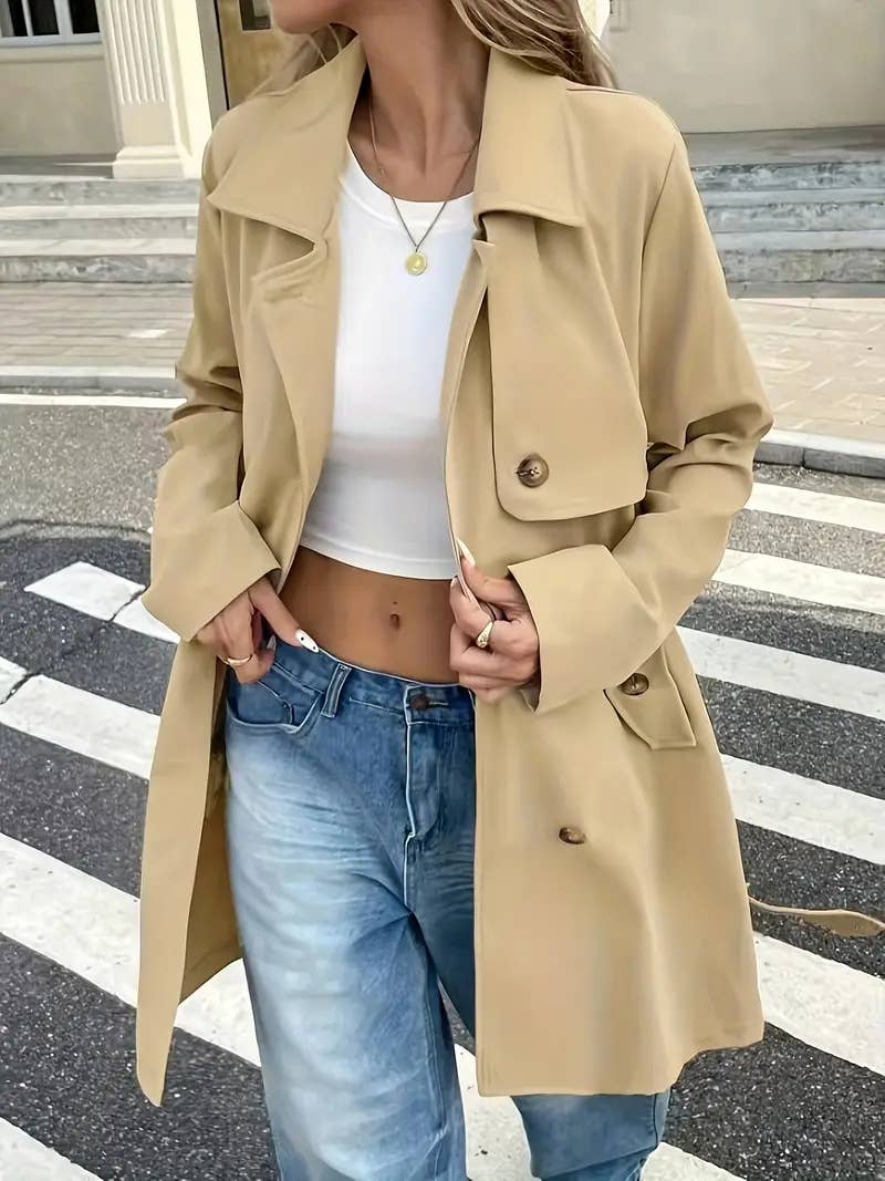 Khaki Effortless Essential lightweight trench coat for wholesale on Faire2