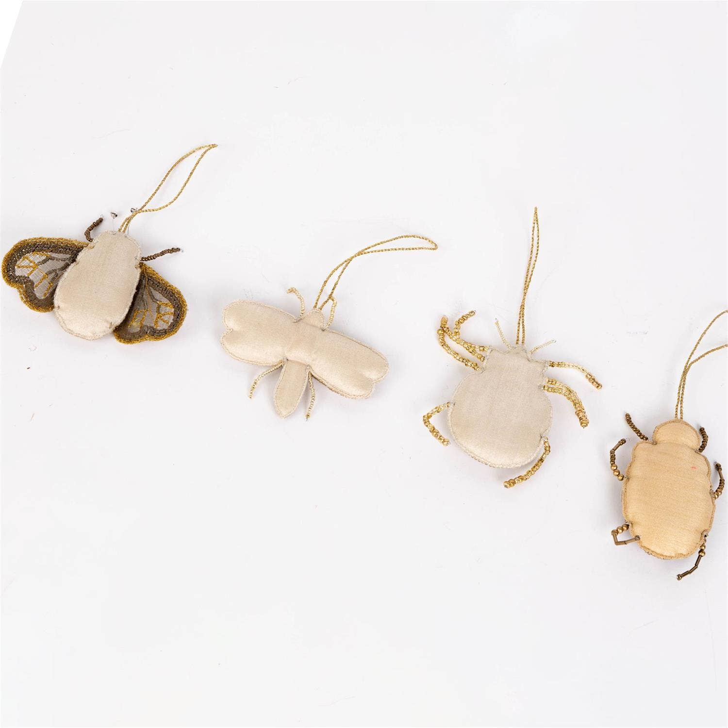 Audrey's Home & Gift - Wholesale Ornament Set - Gold Beaded Beetle Bug Ornaments (PK/12 AST)1