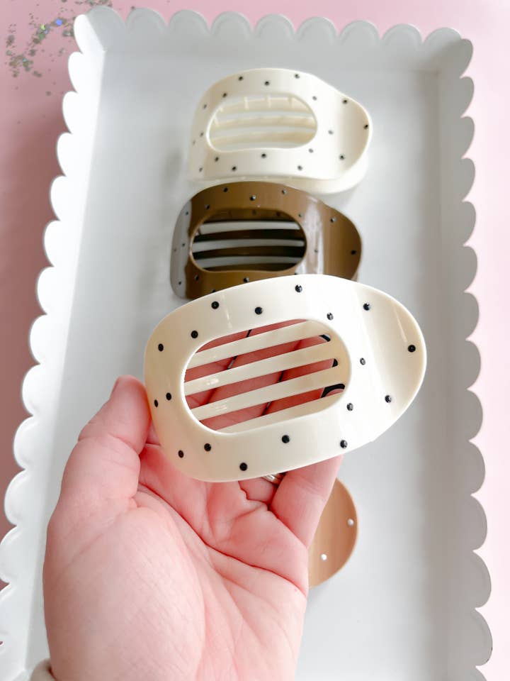 Polka Dot Flat Claw Clip for wholesale by Evie Pearl Handmade LLC