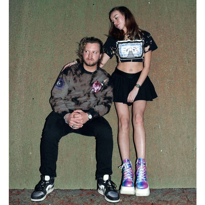 Flow Era - Venta al por mayor Camiseta estampada - Unisex - Jersey decolorado negro «Heart Pains» - Camiseta de ropa urbana2