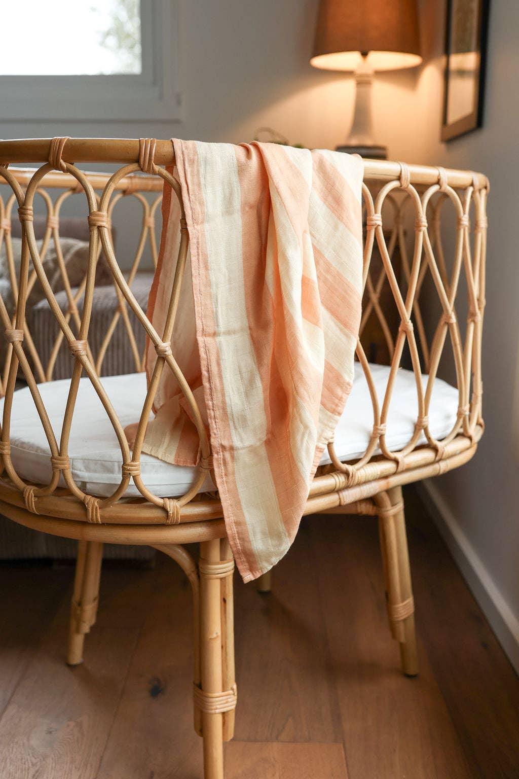 Tilda & Moo - Wholesale Swaddle - Baby - Peaches & Cream Stripe | Swaddle3