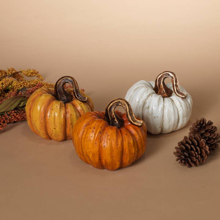 Gerson Gerson Company 4.7"H Resin Harvest Pumpkin, 3 Asst for wholesale by The Gerson Companies