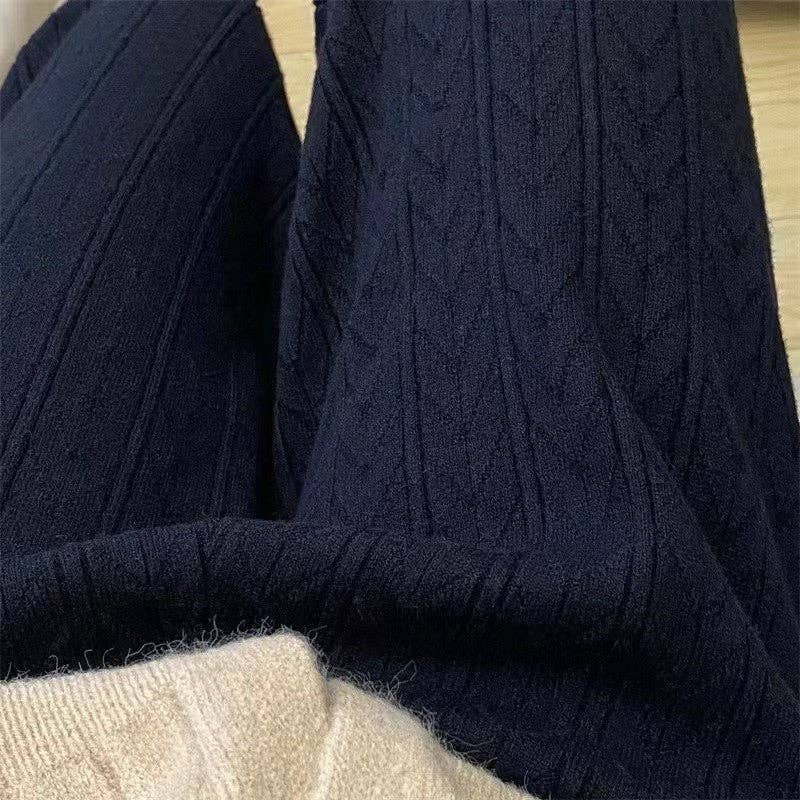 UZ Wholesale Store – Großhandel Hose – Damen – Einfarbige Strickhose mit weitem Bein0