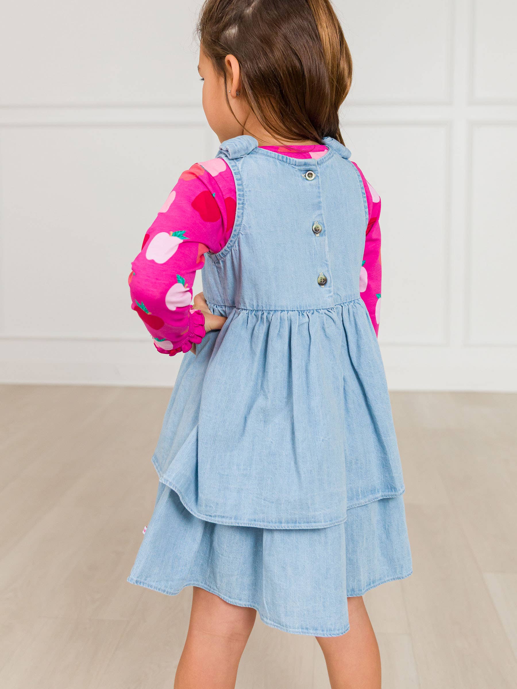 Pink Girls Apple of My Eye Knit Long Sleeve Ruffle Sleeve Top for wholesale on Faire4