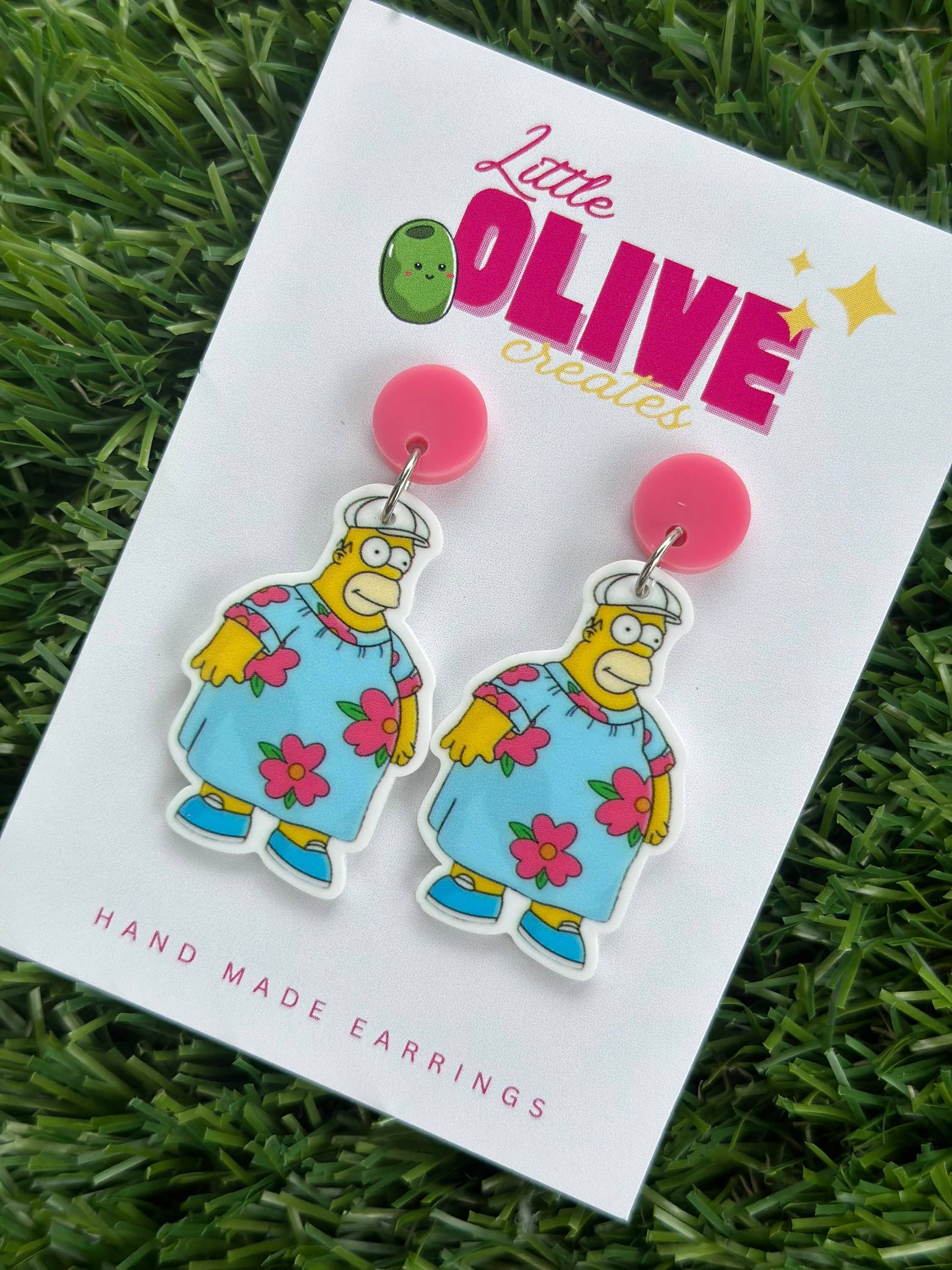 Little Olive Creates - Wholesale Dangle Earrings - Homer Simpson in the Muumuu Dress Dangle Earrings1
