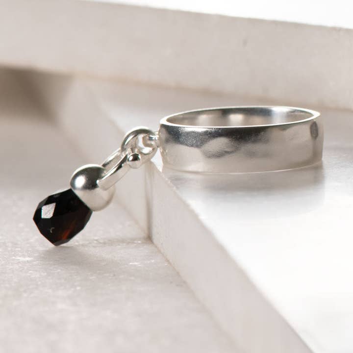 Brio - Black Onyx Horse Bit Equestrian Ring in Silver for wholesale by URBAN-EQUESTRIAN