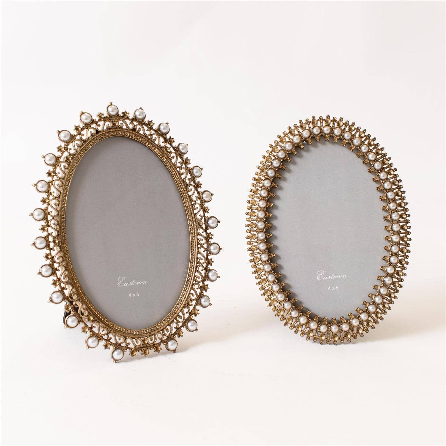 Audrey's Home & Gift – wholesale Picture frame – Gold Filagree Oval Frame With Mini Pearls (2 Styles)2