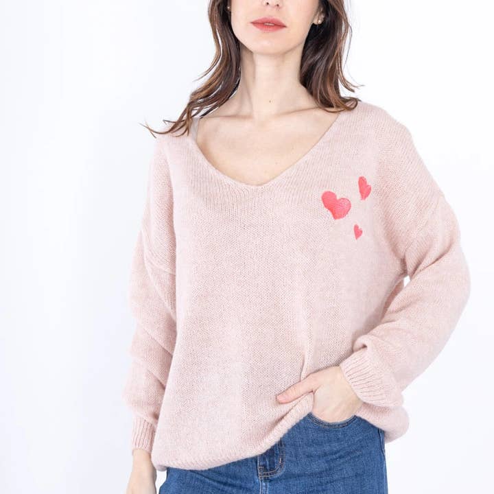 Wholesale pink heart sweater for your store Wholesale pink heart sweater for your store