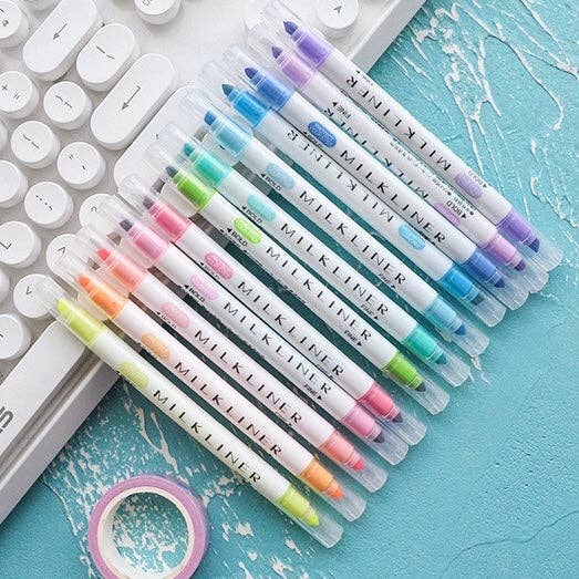 LULUFUNSTUDIO - Wholesale Marker - Mildliner Type Colourful Dual Pens 12set