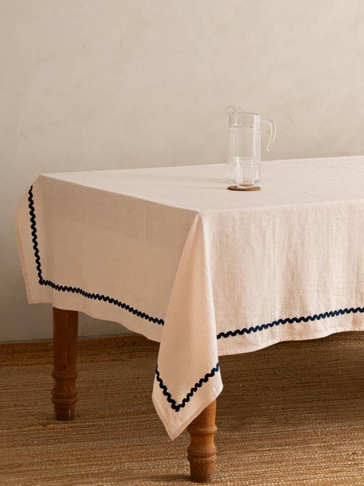 Blue Lace Linen Tablecloth – Elegant Dinner for wholesale by Live Linen