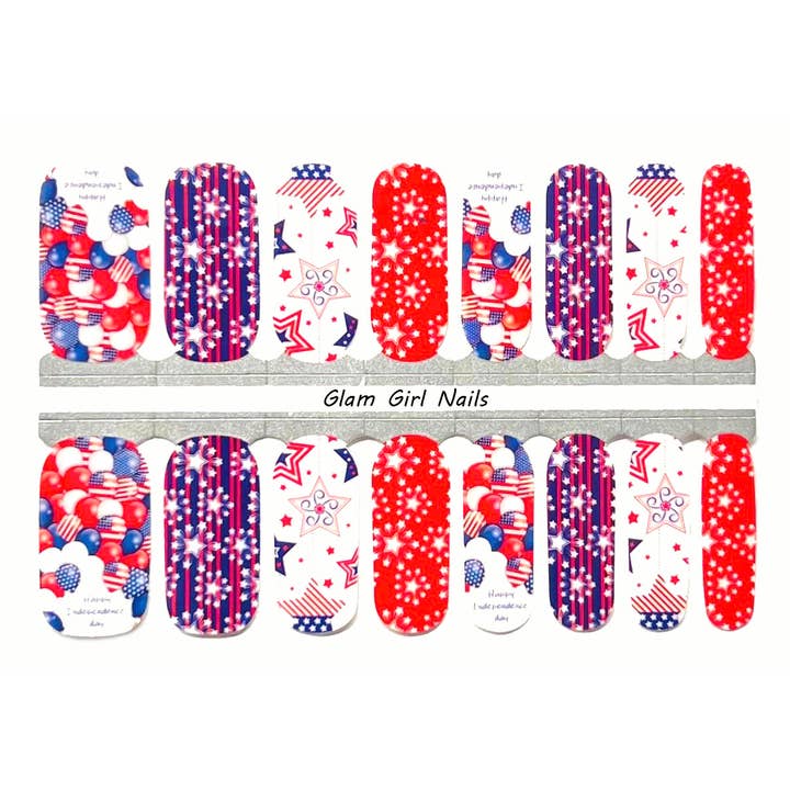 4th of July Parade Nail Polish Strips for wholesale by Glam Girl Nails