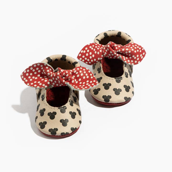 Zapato de bebé con lazo anudado de lunares Minnie para venta al por mayor de Freshly Picked