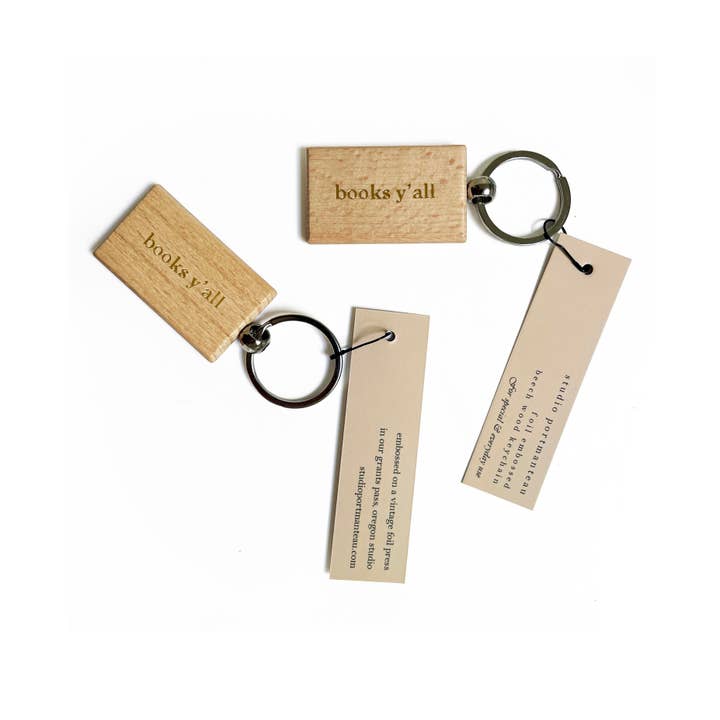 Studio Portmanteau - Wholesale Keychain - Unisex - Foil Embossed Custom Text Beech Wood Keychain