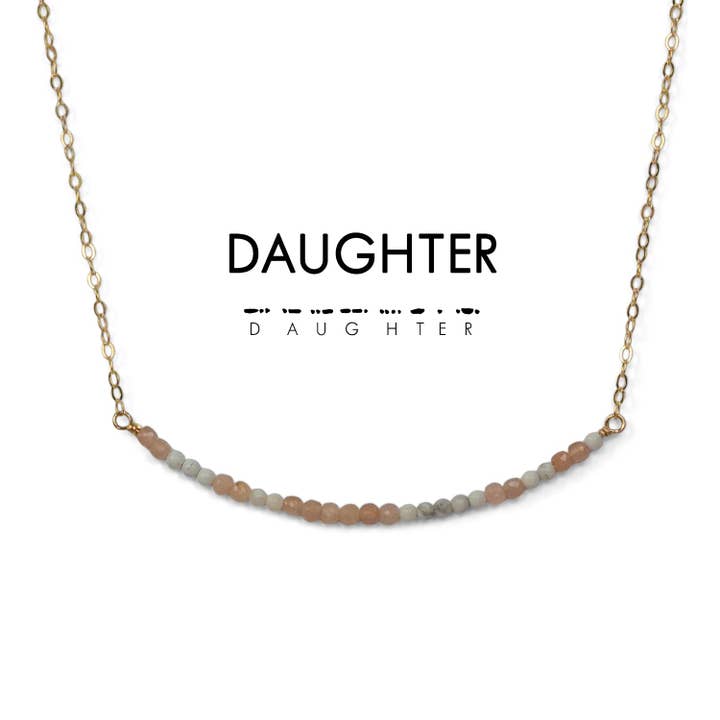Morse Code Dainty Stone Necklace // Daughter for wholesale by ETHICGOODS