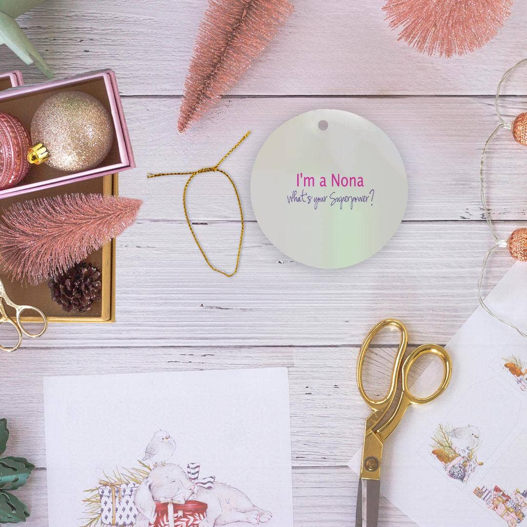 3dRose - Wholesale Ornament - 3dRose, Im a Nona - Whats your Superpower - hot pink - funny gift for grandma, Ornament5
