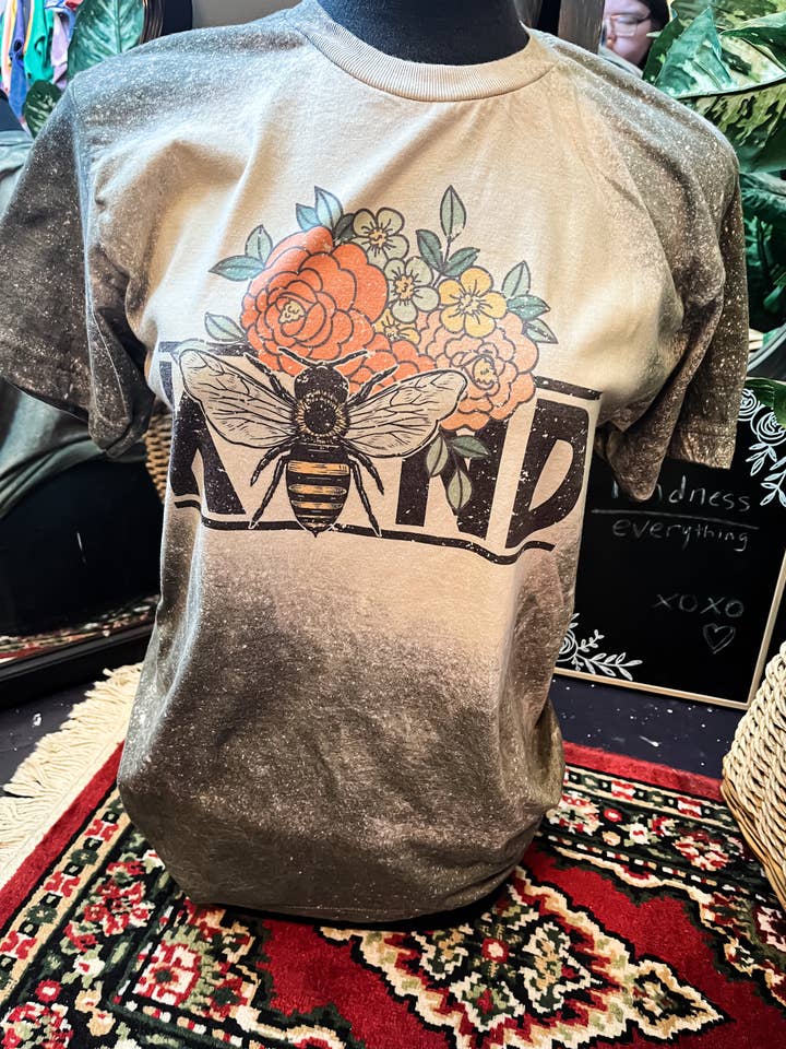 Bee Kind Bleached Tee for wholesale by MM Custom Apparel