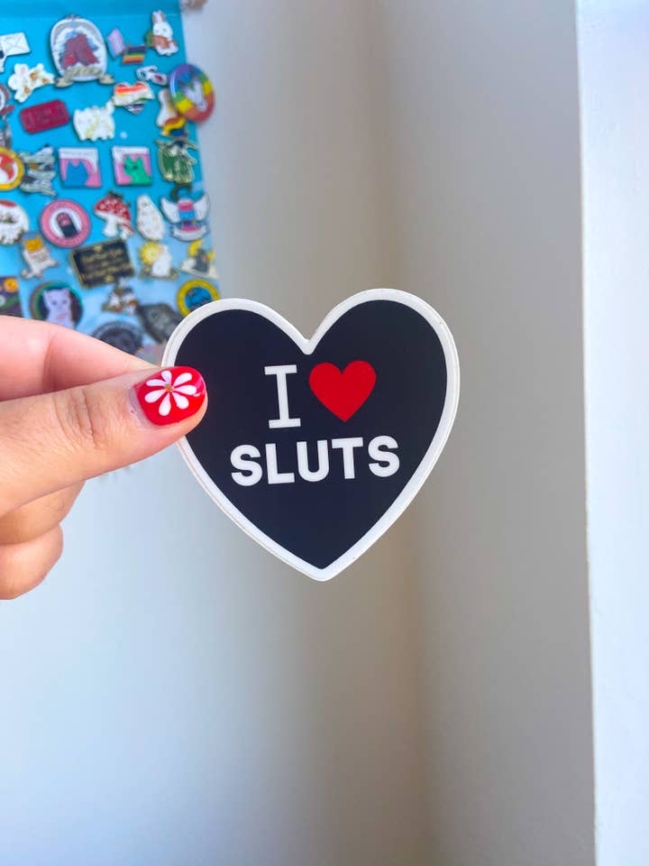 Adesivo in vinile (I Love Sluts) per la vendita all'ingrosso da parte di Wild Rabbit Beads
