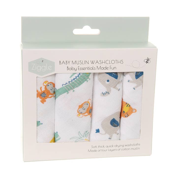 Savanne Dieren Washandjes voor wholesale door Ziggle Baby