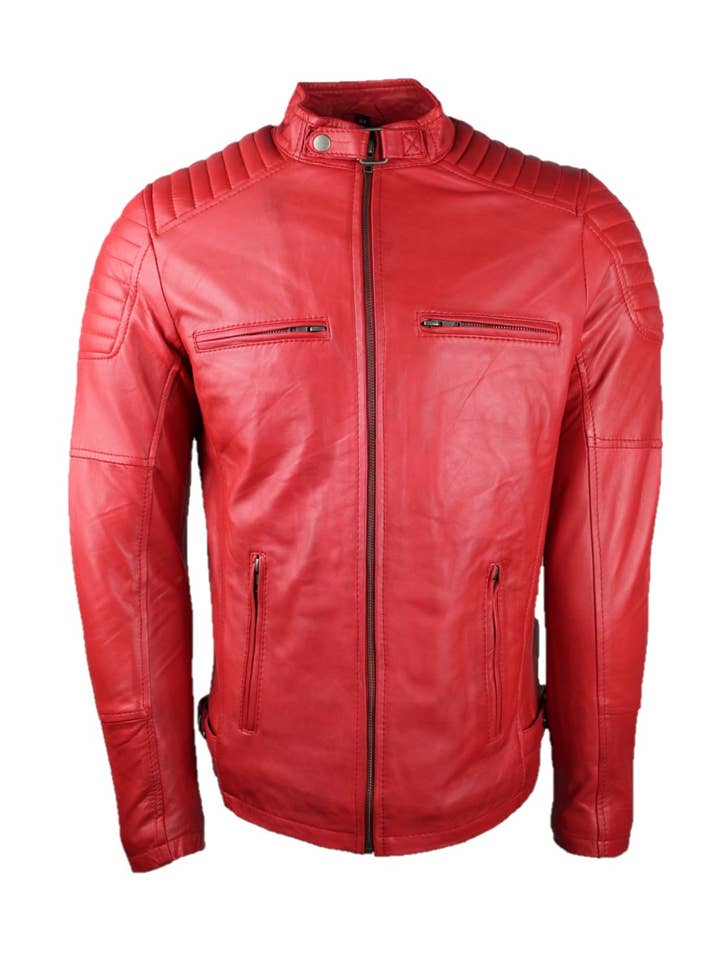 Urban 5884 Amsterdam | Leather jackets – Großhandel Lederjacke – Herren – Urban 5884 Ralph Biker Herren Lederjacke Lammfell Denim