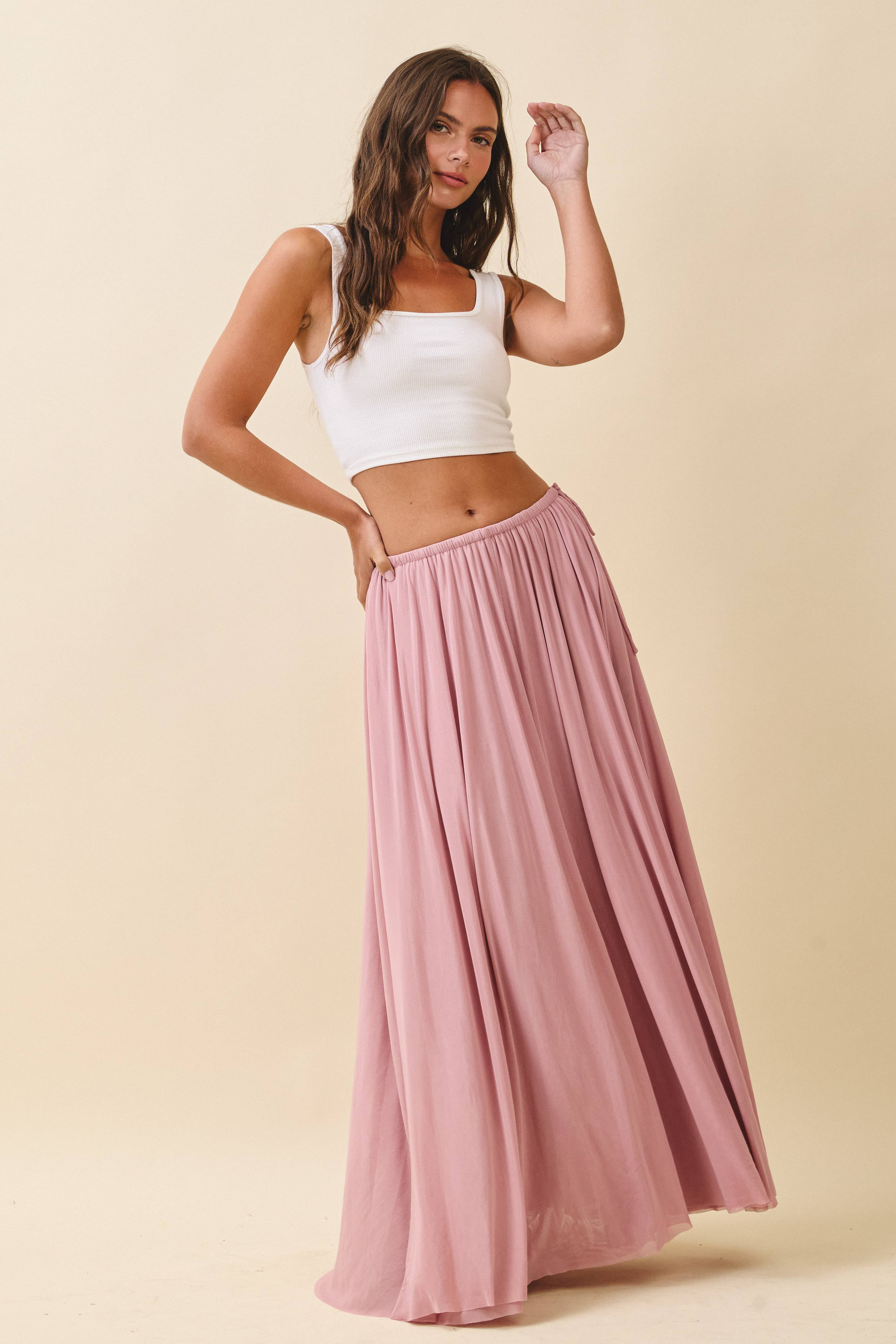 AEMI + CO - Wholesale Skirt - Women's - 7185GK Flowy Mesh Maxi Skirt23
