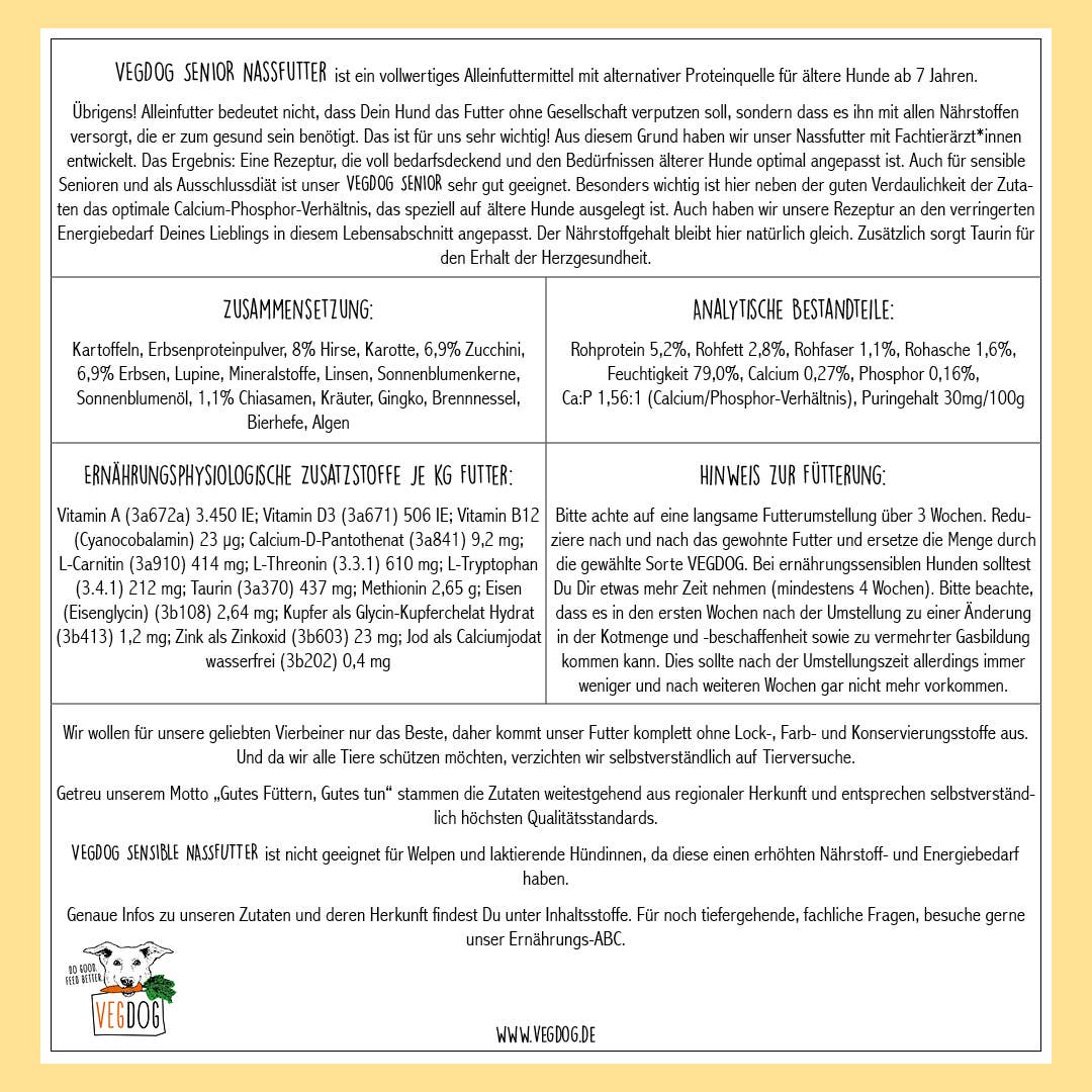 VEGDOG - Wholesale Pet Food - Dog - SENIOR Peas & Millet6