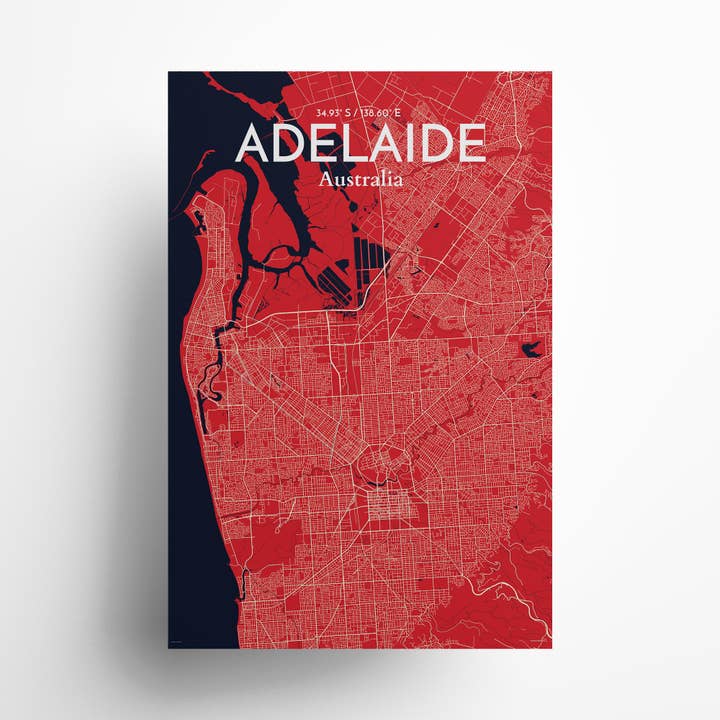 Kaart Poster van Adelaide City voor wholesale door OurPoster.com