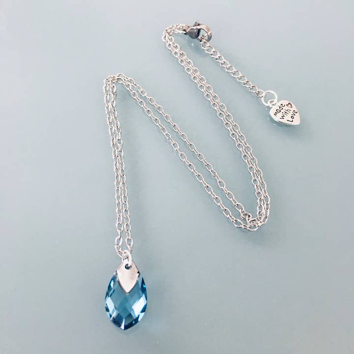 Aquamarin-Halskette aus Edelstahl, Schmuck für den Großhandel von Clovers