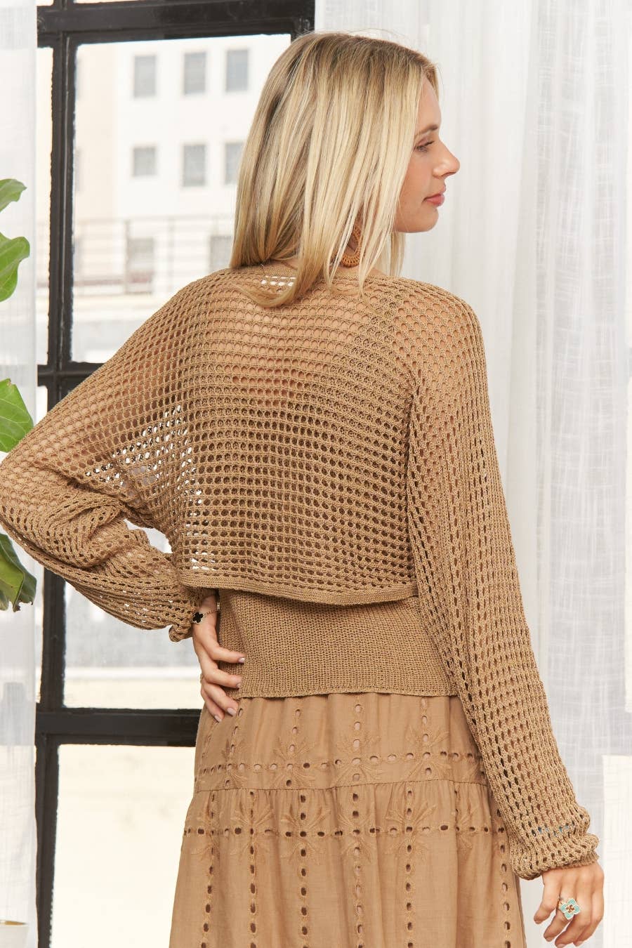 Madelyn - Wholesale Knit Sweater - Women's - LET4093-CROCHET STYLE KNIT SWEATER TOP8