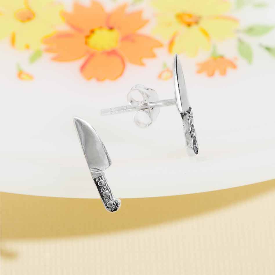 Nina Designs - Wholesale Stud/Post Earrings - Sterling Silver or Bronze Kitchen Knife Post Earrings 13x3mm0