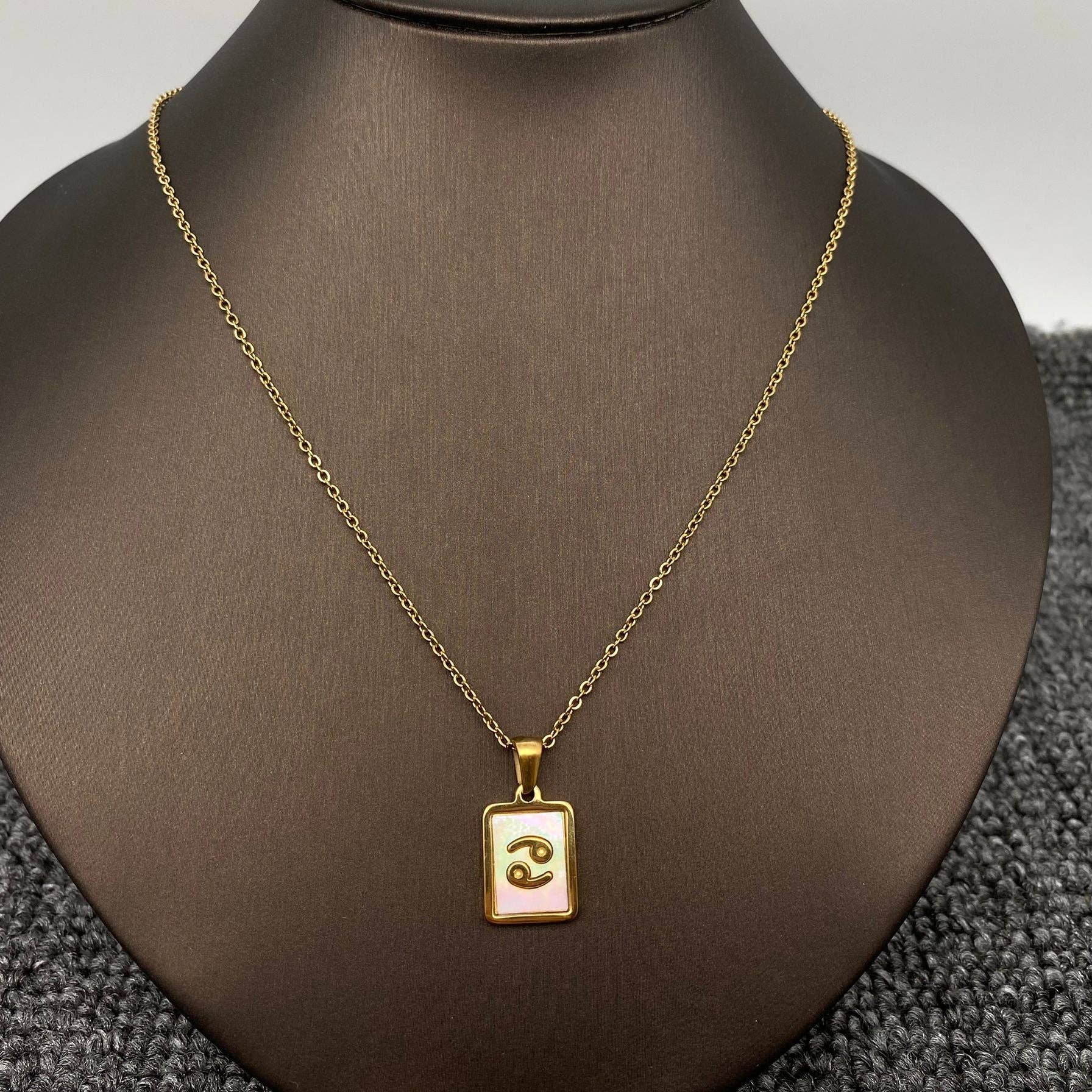 Mio Queena - Wholesale Pendant/Charm Necklace - Zodiac 12 Constellation Shell Square 18K Gold Plated Necklace8