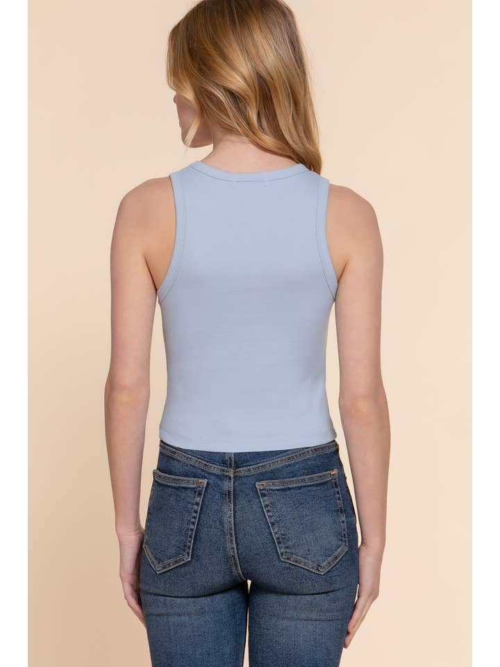 Active Basic | Active USA - Venta al por mayor Camiseta sin mangas - Mujer - Top sin mangas de punto acanalado de algodón y spandex con cuello redondo20