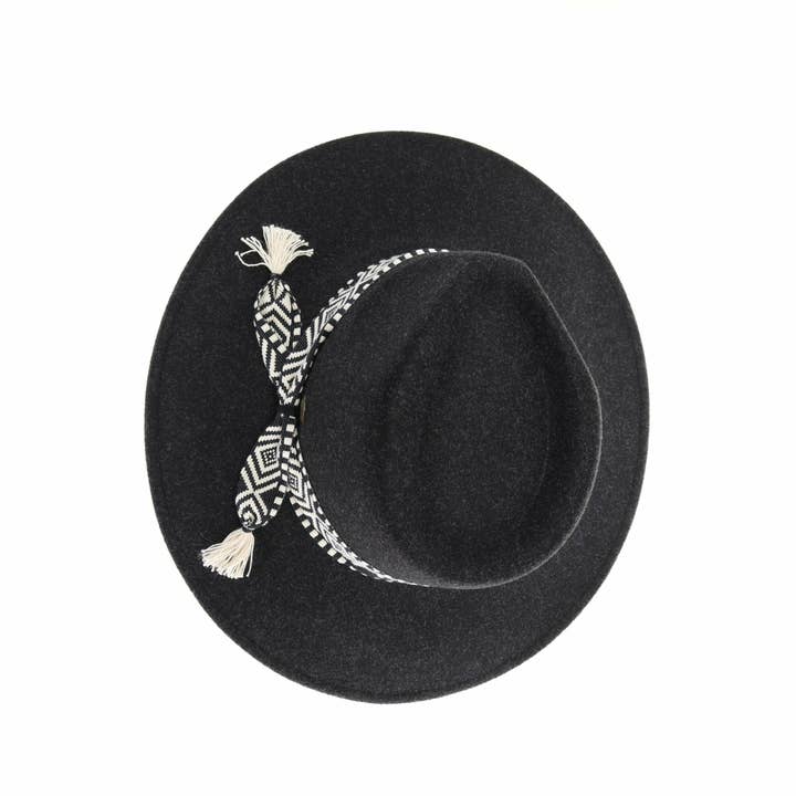 C.C Beanie - Wholesale Fedora - Women's - Geometric Trim Vegan Fabric C.C Panama HAT WF3