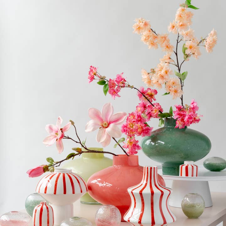 Vosteen - Wholesale Vase - Ceramic Vase Finley Bulbous, D21cm, H22cm, Red Gla1